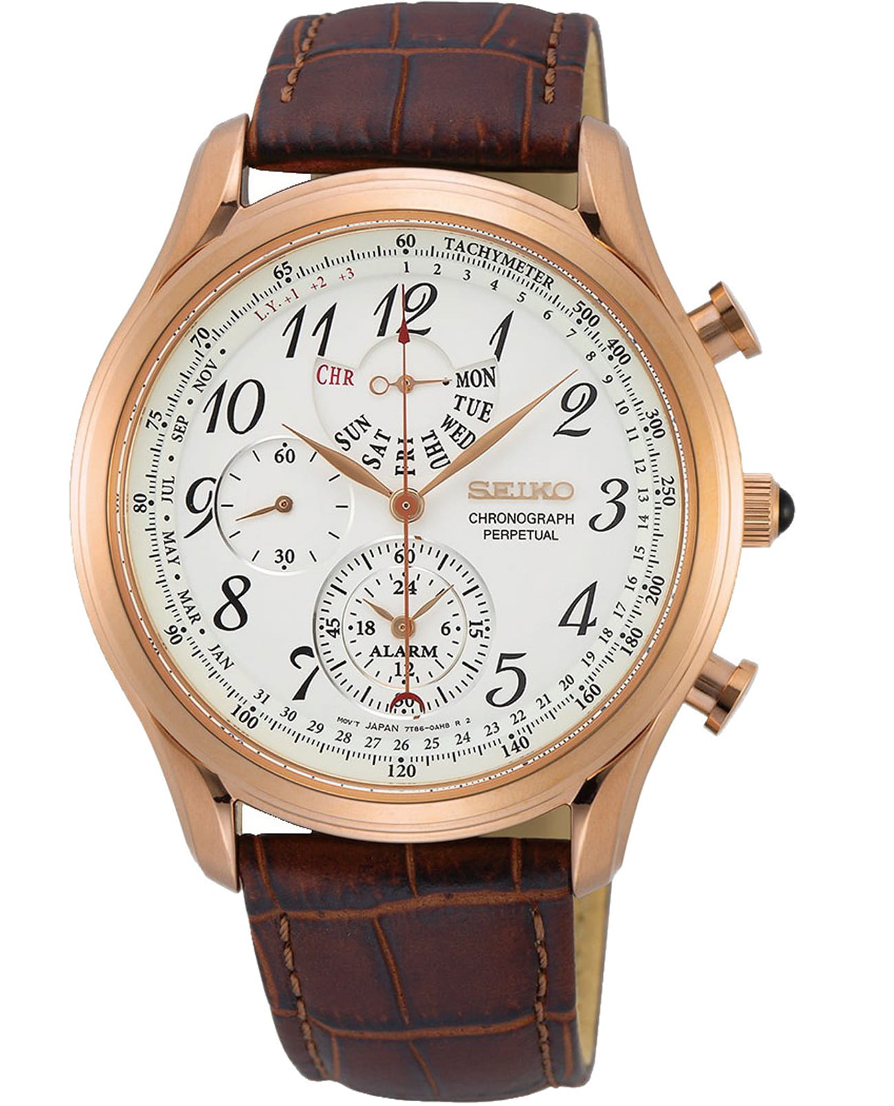 Seiko Seiko CS Dress SPC256P1  SPC256P1 кварцевые мужские часы белый циферблат, браслет кожаный — вид спереди