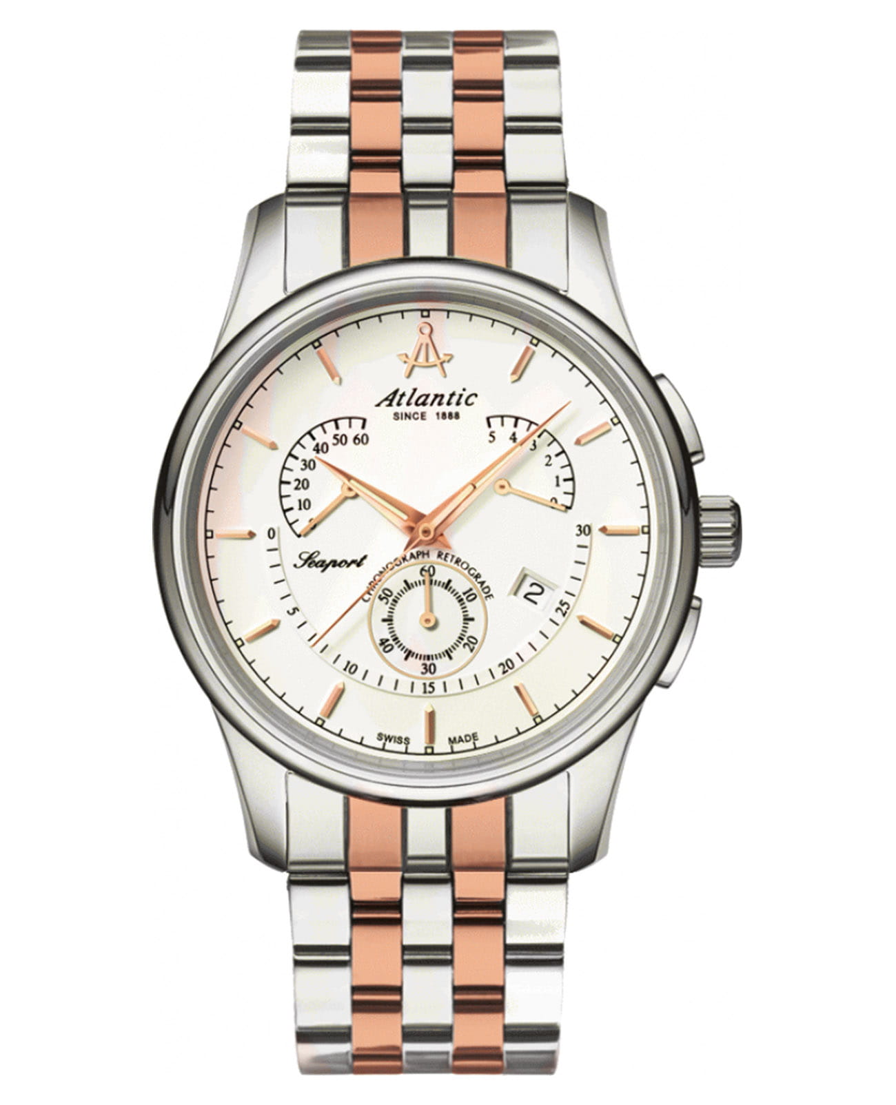 Atlantic Atlantic Seaport 56455.43.21R  56455.43.21R кварцевые мужские часы  циферблат, браслет нержавеющая сталь с pvd-покрытием — вид спереди