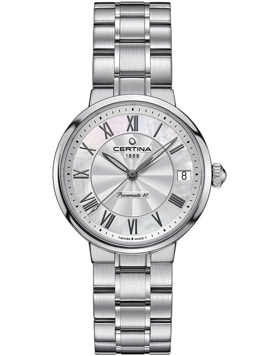 Certina Certina DS Stella Powermatic 80  C031.207.11.113.00  C0312071111300 автокварц (кинетик) женские часы перламутровый циферблат, браслет 18-каратное желтое золото — вид спереди