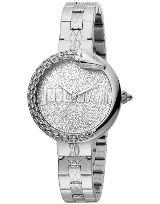 Just Cavalli Just Cavalli Animalier JC1L097M0115  JC1L097M0115 кварцевые женские часы серебристый циферблат, браслет нержавеющая сталь — вид спереди