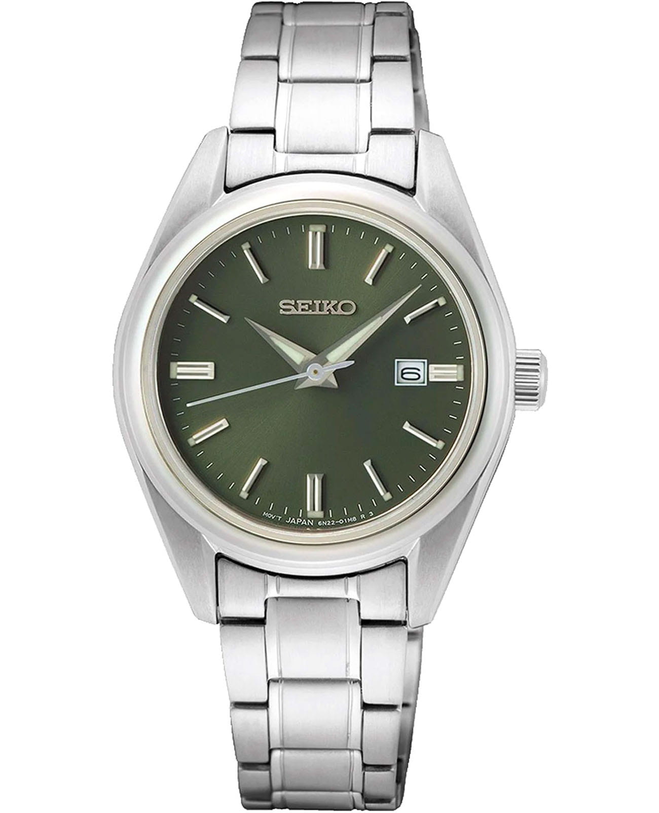 Seiko Seiko CS Dress SUR533P1  SUR533P1 кварцевые женские часы зеленый циферблат, браслет нержавеющая сталь — вид спереди