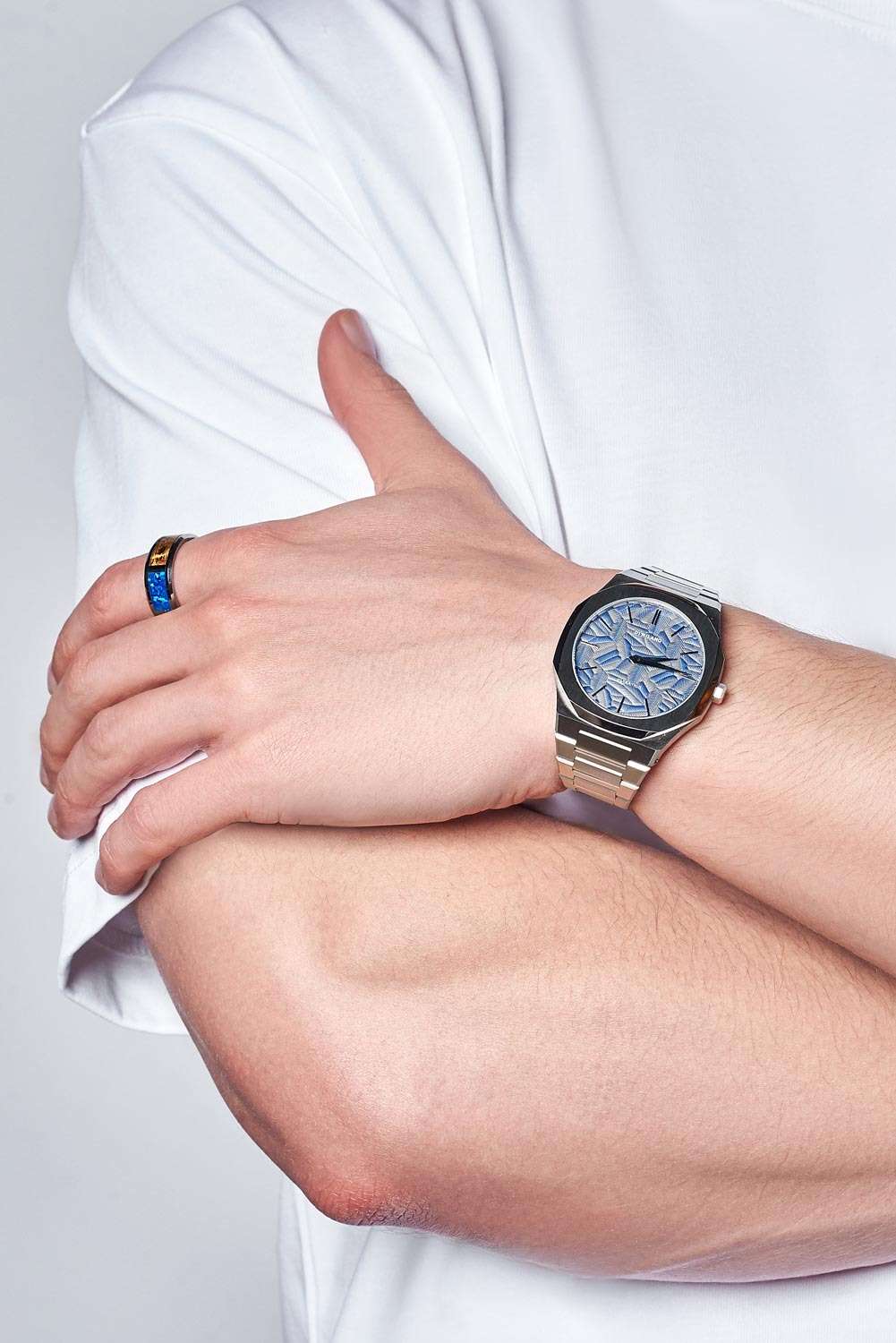 D1 Milano D1 Milano Ultra Thin UTBJ35 мужские часы синий циферблат на запястье