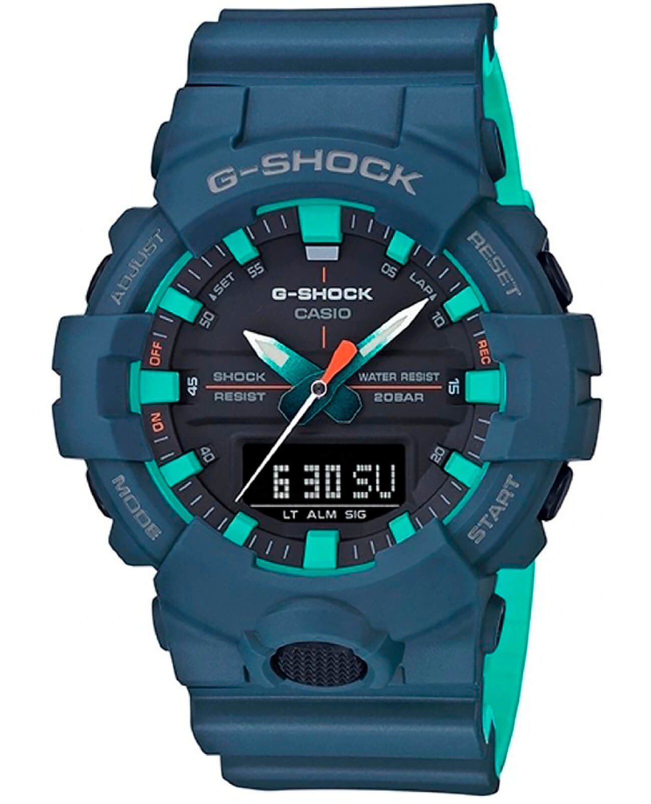 Casio Casio G-Shock GA-800CC-2A GA GA-800CC-2A электронные мужские часы синий циферблат, браслет полимер — вид спереди