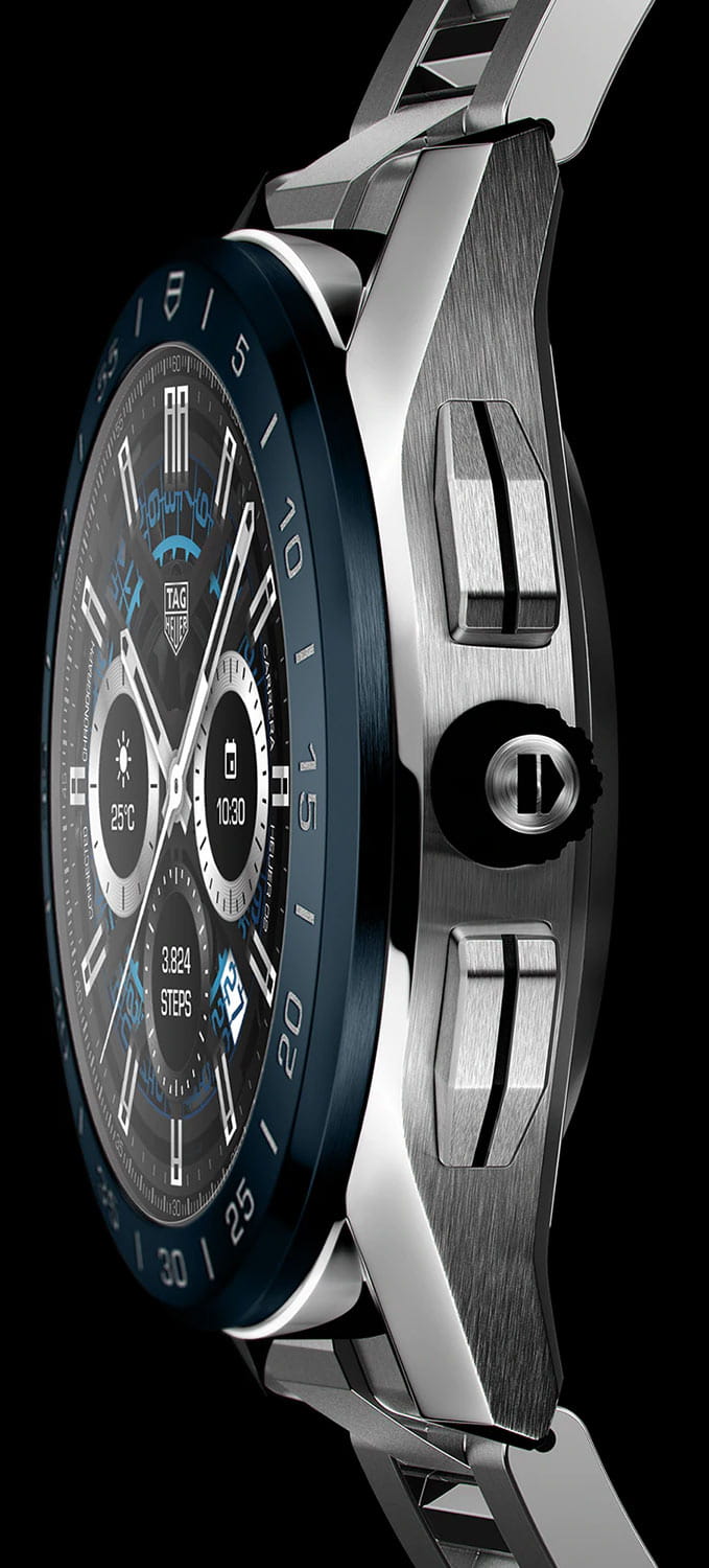 TAG Heuer TAG Heuer Connected Calibre E3 - 45 mm SBG8A11.BA0646 электронные мужские часы часы крупный план черный циферблата