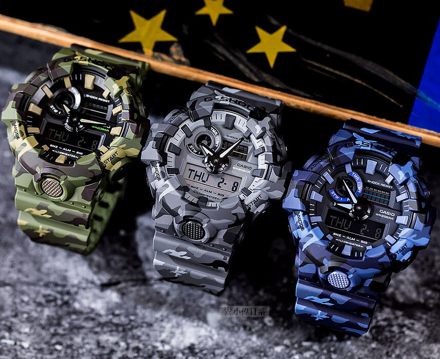 Casio Casio G-Shock GA-700CM-3A, g-shock япония мужские часы на браслете полимер боковой вид
