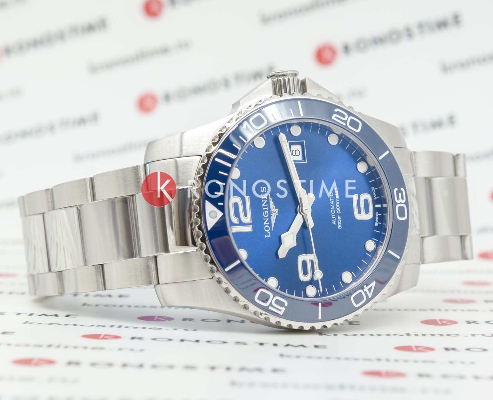 Longines Longines HydroConquest L3.781.4.96.6 мужские часы синий циферблат на запястье