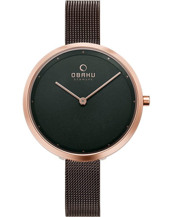 Obaku Obaku Ultra Slim V227LXVNMN  V227LXVNMN кварцевые женские часы черный циферблат, браслет сталь с ip покрытием — вид спереди