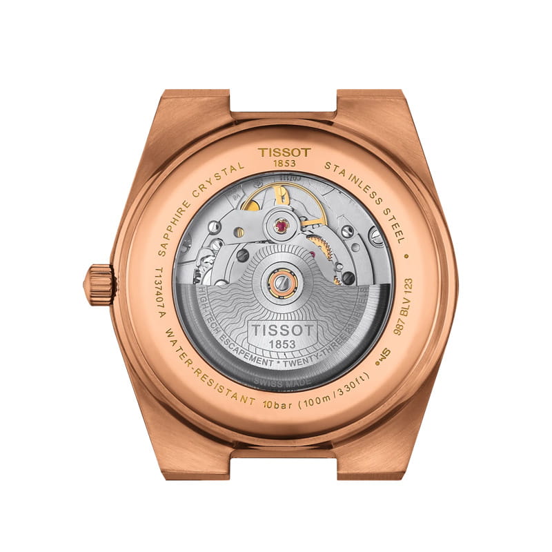 Tissot Tissot PRX Powermatic Т137.407.33.041.00  — детали корпуса и нержавеющая сталь с pvd-покрытием