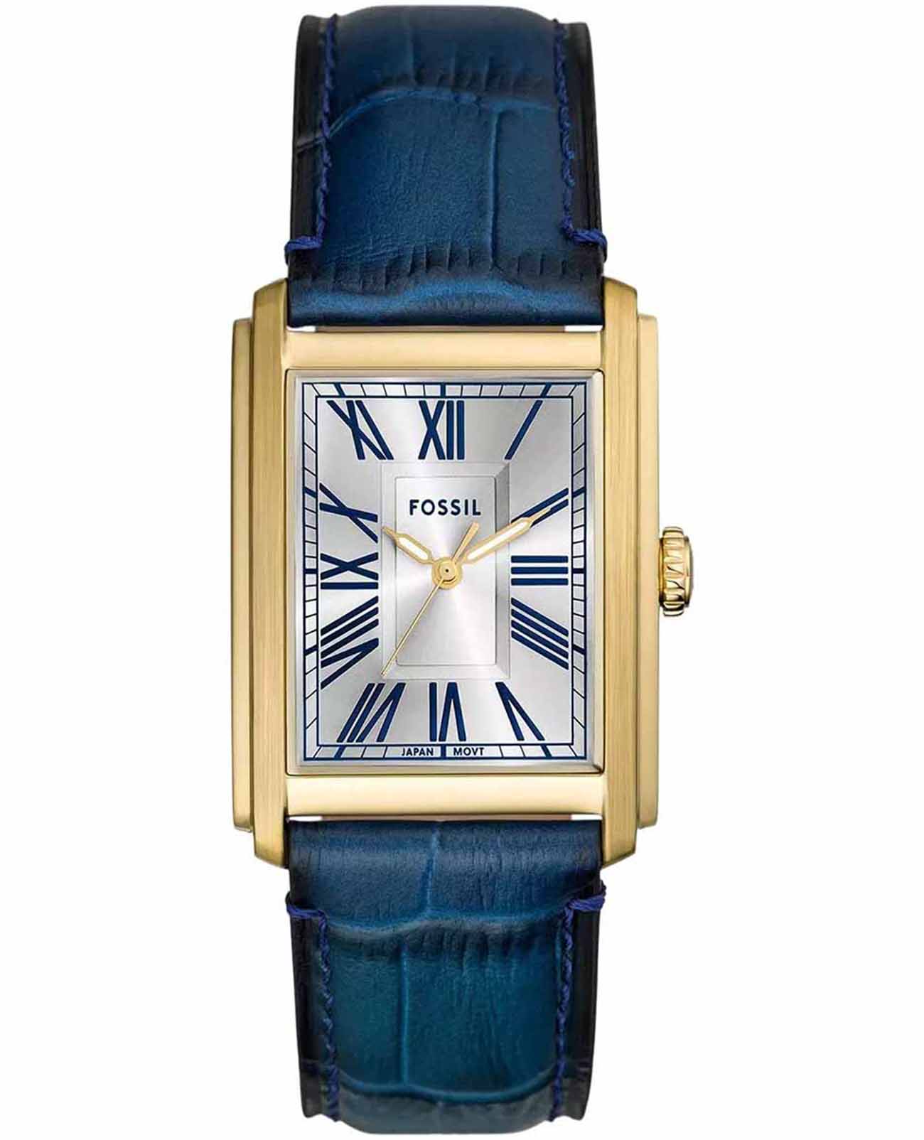 Fossil Fossil Carraway FS6076  FS6076 кварцевые мужские часы серебристый циферблат, браслет кожаный — вид спереди