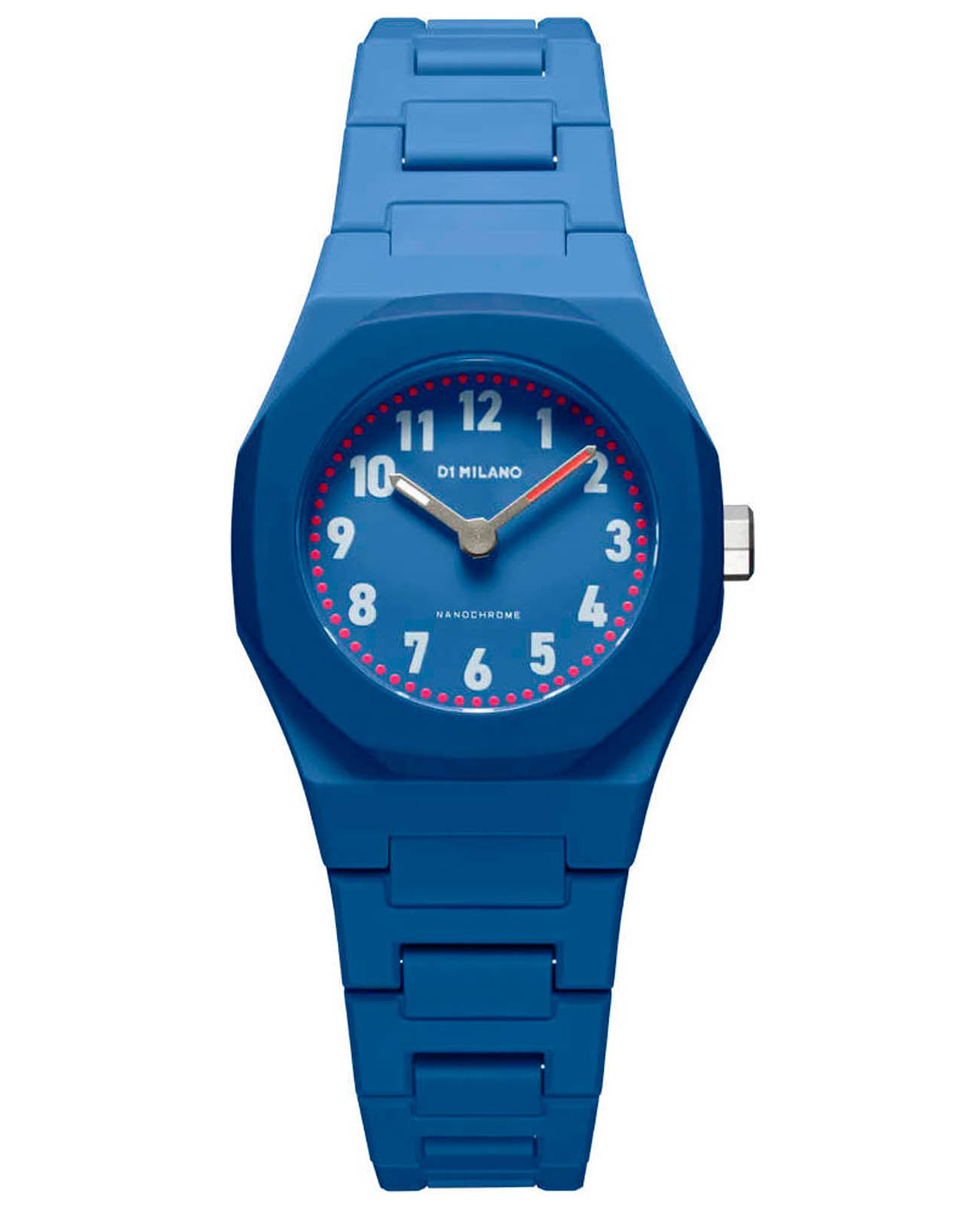 D1 Milano D1 Milano Nanochrome NCBJ01  NCBJ01 кварцевые мужские часы синий циферблат, браслет пластик — вид спереди