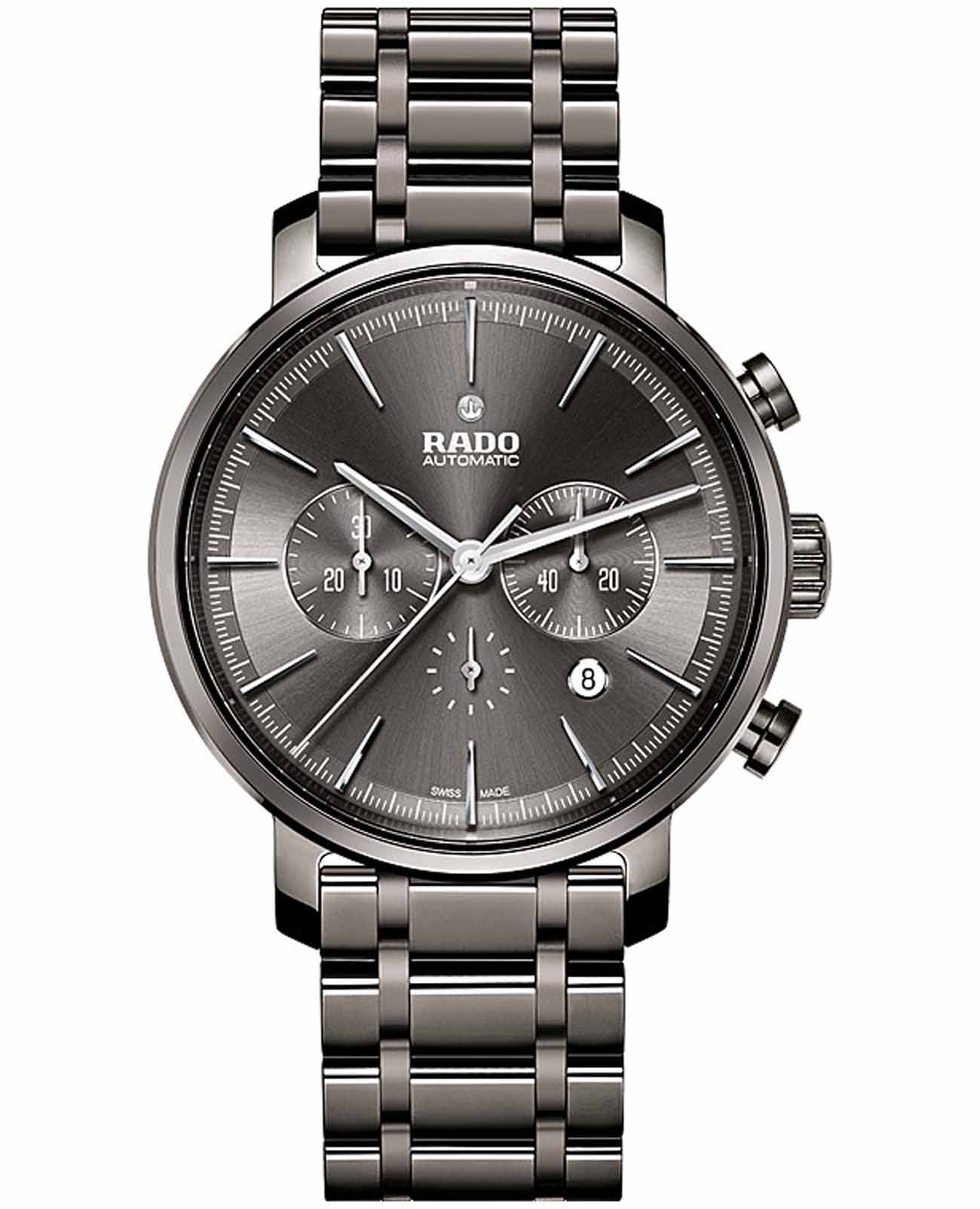Rado Rado HyperChrome Automatic Chronograph R14076112 Automatic R14076112 механические мужские часы серый циферблат, браслет высокотехнологичная керамика — вид спереди