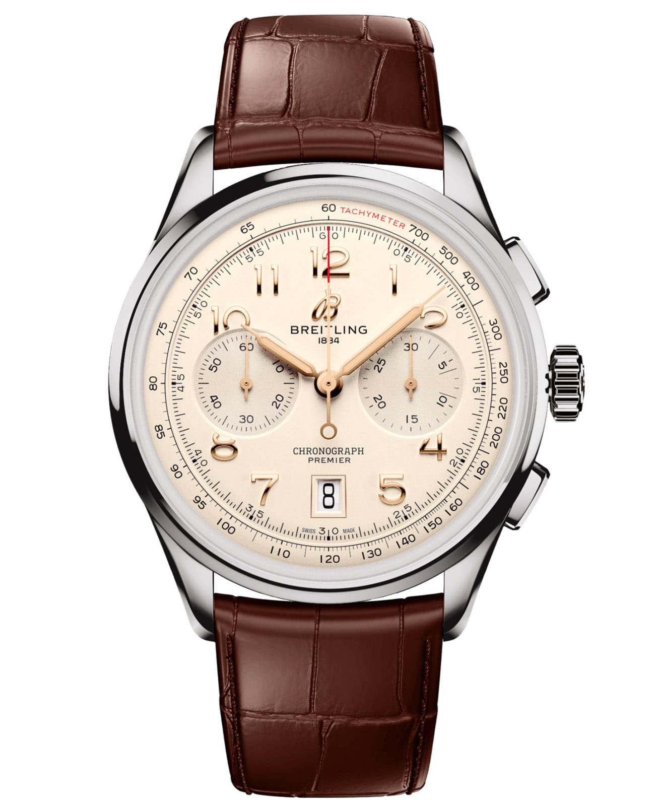 Breitling Breitling Premier B01 Chronograph 42 AB0145211G1P2  AB0145211G1P2 механические мужские часы  циферблат, браслет кожаный — вид спереди