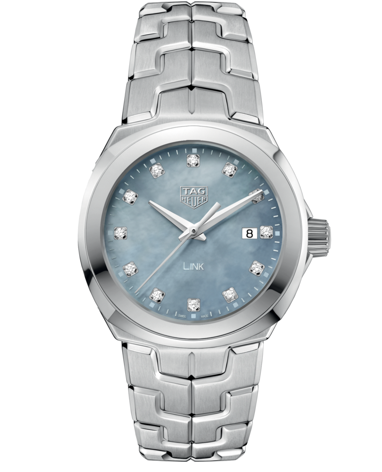 TAG Heuer TAG Heuer Link WBC1313.BA0600  WBC1313.BA0600 кварцевые женские часы голубой циферблат, браслет нержавеющая сталь — вид спереди