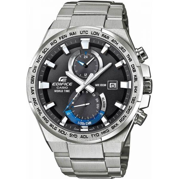 Casio Casio Edifice EFR-542D-1A EFR EFR-542D-1A кварцевые мужские часы черный циферблат, браслет 18-каратное желтое золото — вид спереди
