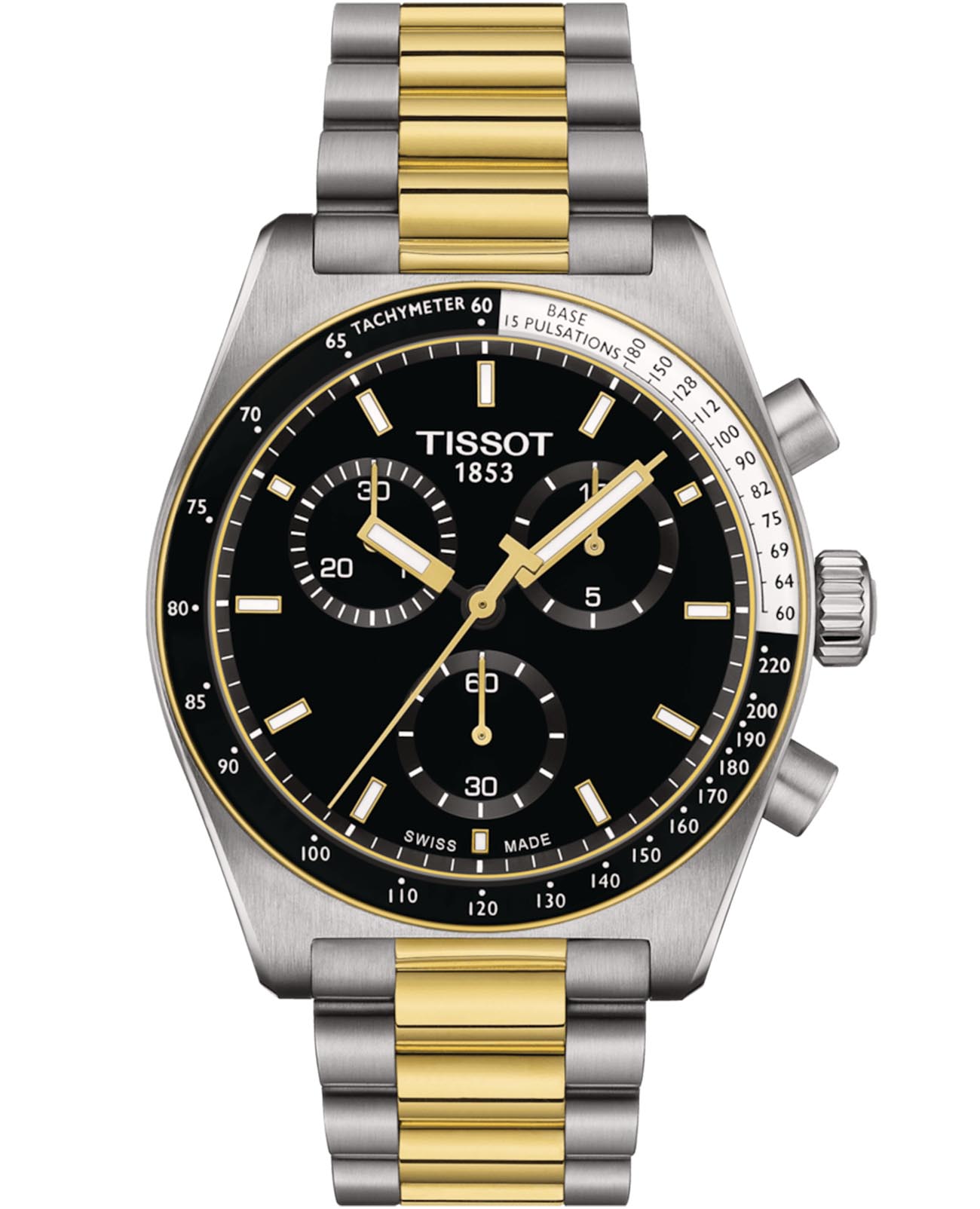 Tissot Tissot PRS 516 Chronograph T149.417.22.051.00 PRS 516 T1494172205100 кварцевые мужские часы черный циферблат, браслет нержавеющая сталь с pvd-покрытием — вид спереди