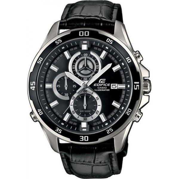 Casio Casio Edifice EFR-547L-1A EFR EFR-547L-1A кварцевые мужские часы черный циферблат, браслет карбон + полимер — вид спереди