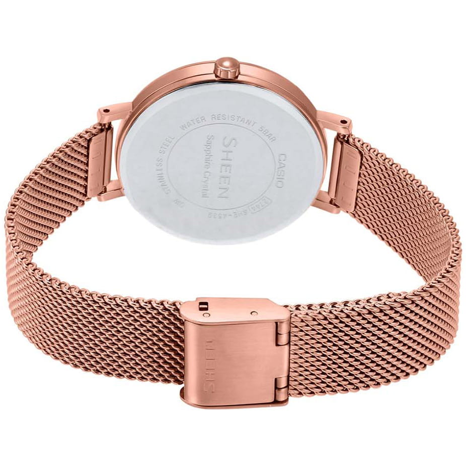 Casio Casio Sheen SHE-4539CGM-4AUDF, sheen япония женские часы на браслете сталь с ip покрытием боковой вид