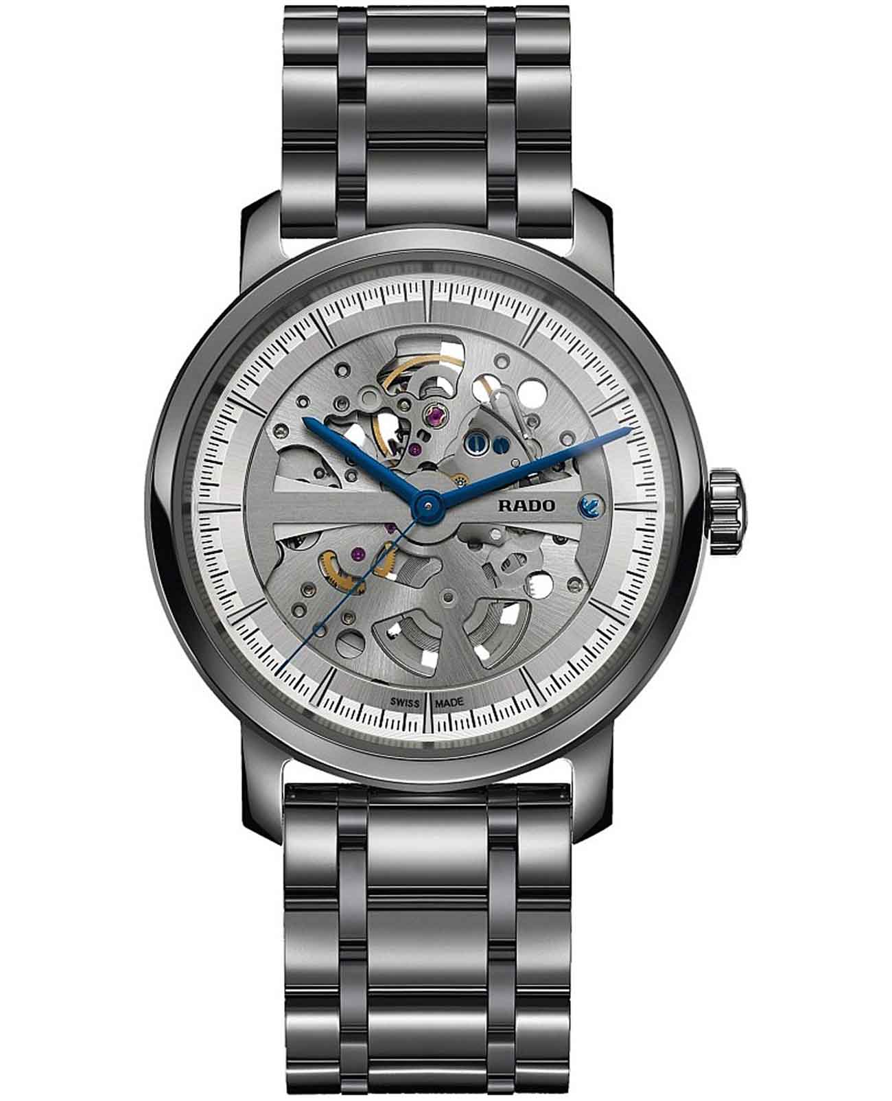 Rado Rado Rado DiaMaster Automatic Skeleton R14132122 Automatic R14132122 механические мужские часы серый циферблат, браслет высокотехнологичная керамика — вид спереди