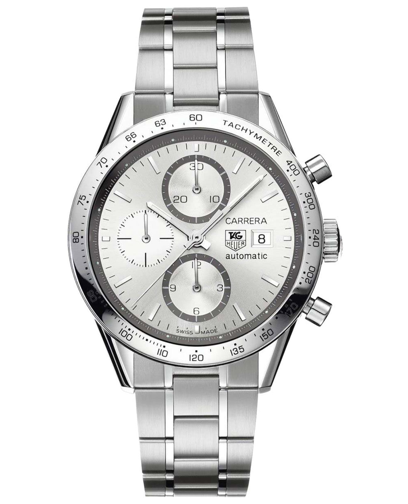 TAG Heuer TAG Heuer Carrera CV2017.BA0794  CV2017.BA0794 механические мужские часы серебристый циферблат, браслет нержавеющая сталь — вид спереди