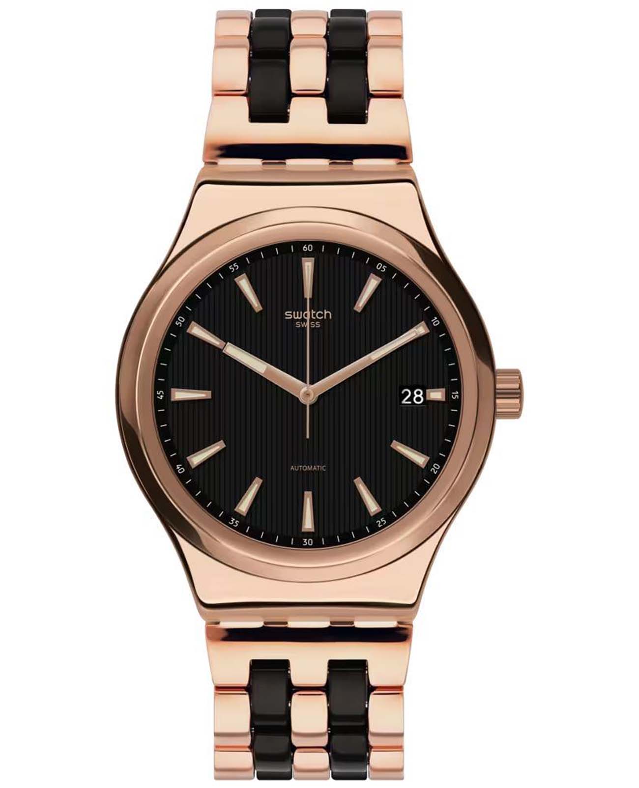 Swatch Swatch Irony Sistem51 YIG400G  YIG400G механические мужские часы черный циферблат, браслет нержавеющая сталь с pvd-покрытием — вид спереди