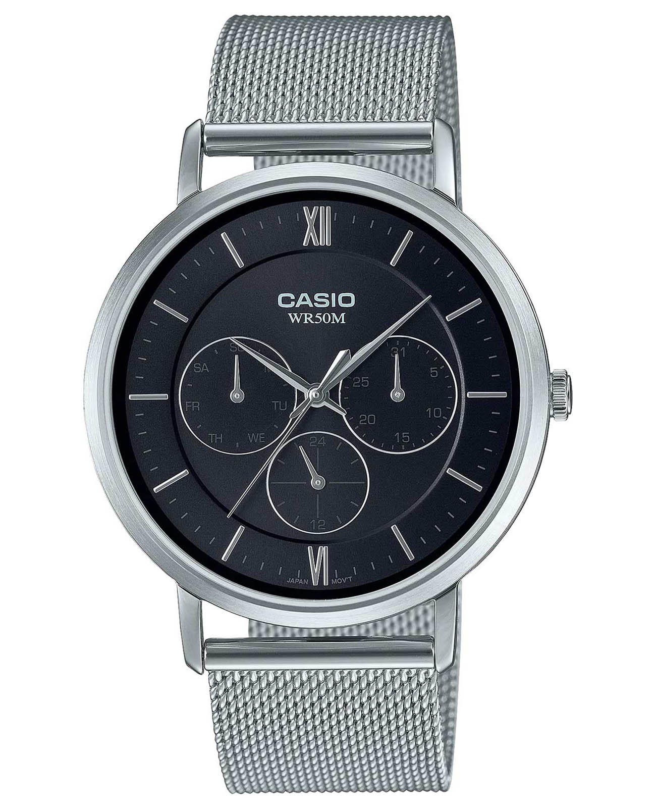Casio Casio Collection MTP-B300M-1A  MTP-B300M-1A кварцевые мужские часы черный циферблат, браслет нержавеющая сталь — вид спереди