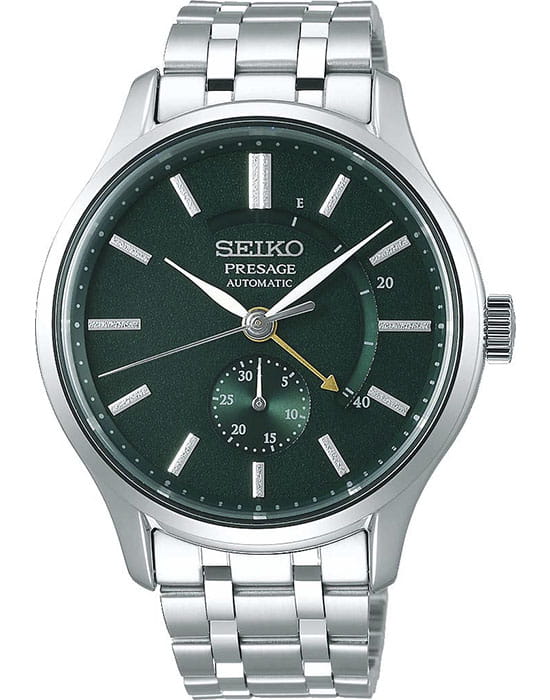 Seiko Seiko Presage SSA397J1  SSA397J1 механические мужские часы зеленый циферблат, браслет нержавеющая сталь — вид спереди