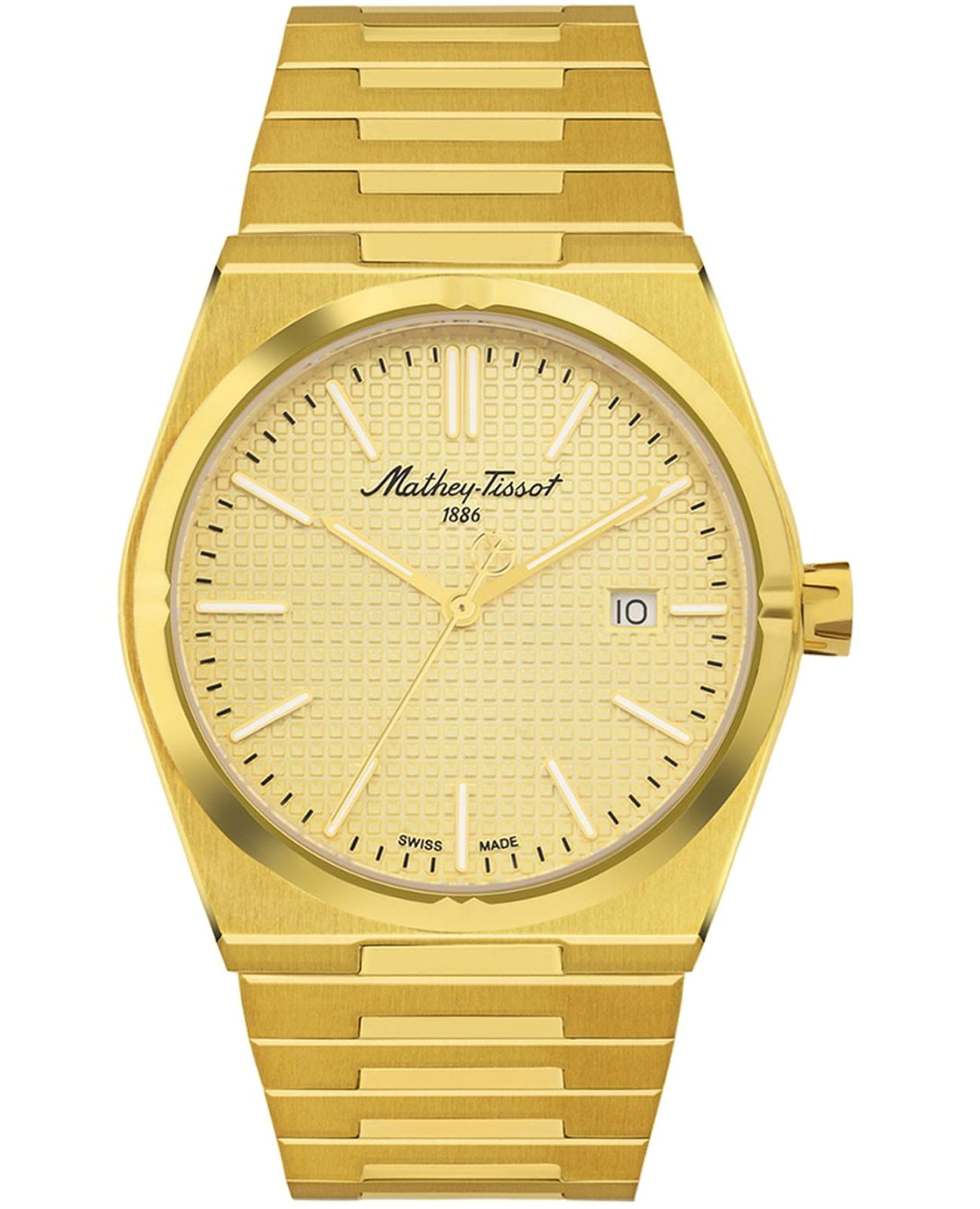 Mathey-Tissot Mathey-Tissot Zoltan H117PDI  H117PDI кварцевые мужские часы золотой циферблат, браслет нержавеющая сталь с pvd-покрытием — вид спереди