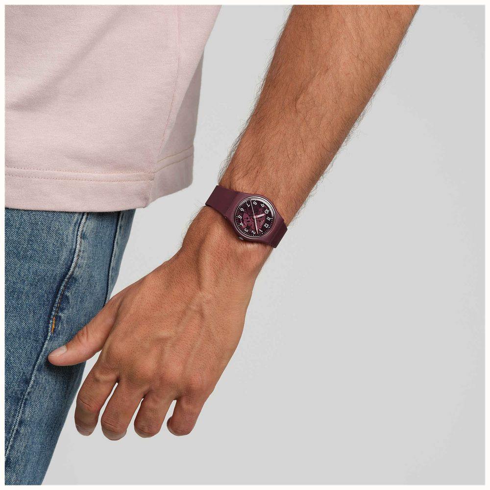 Оригинальные часы Swatch Swatch Gent Biosourced Lacquered SO28R115 кварцевые калибр механизма  общий вид