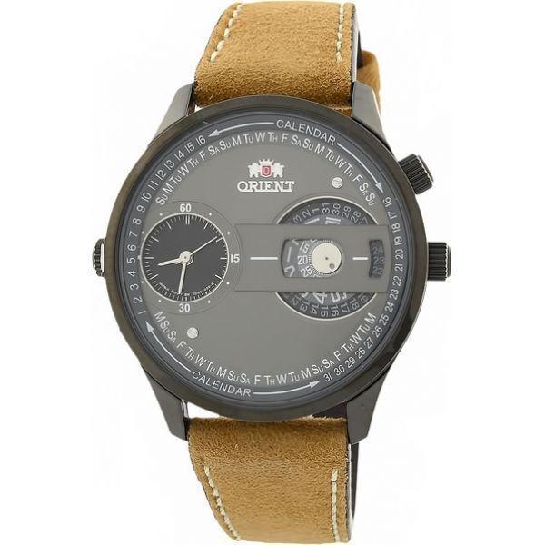 Orient Orient XC00001B (FXC00001B)  FXC00001B механические мужские часы серый циферблат, браслет кожа + текстиль — вид спереди