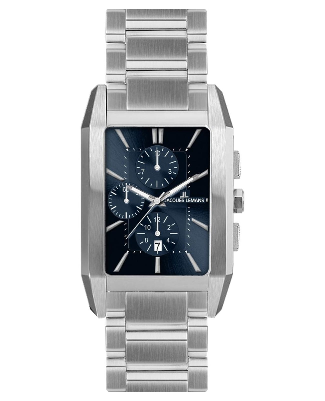 Jacques Lemans Jacques Lemans Classic 1-2161J  1-2161J кварцевые мужские часы синий циферблат, браслет нержавеющая сталь — вид спереди