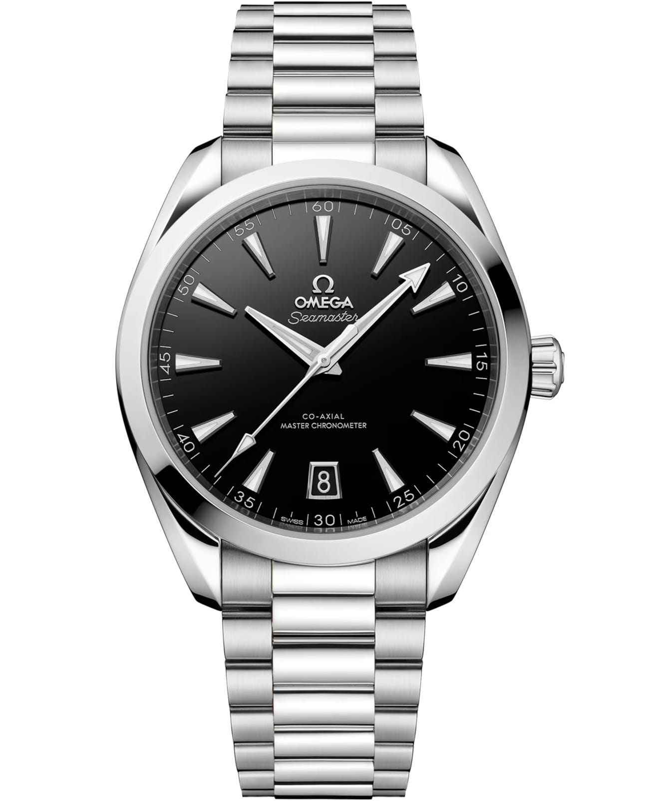 Omega Omega Seamaster Aqua Terra 220.10.41.21.01.002 Aqua Terra 22010412101002 механические мужские часы черный циферблат, браслет нержавеющая сталь — вид спереди