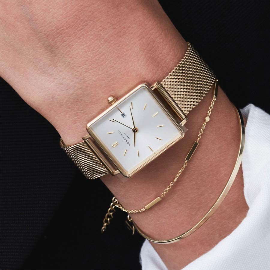 Rosefield Rosefield The Boxy QWSG-Q03,  сша женские часы на браслете сталь c pvd покрытием боковой вид