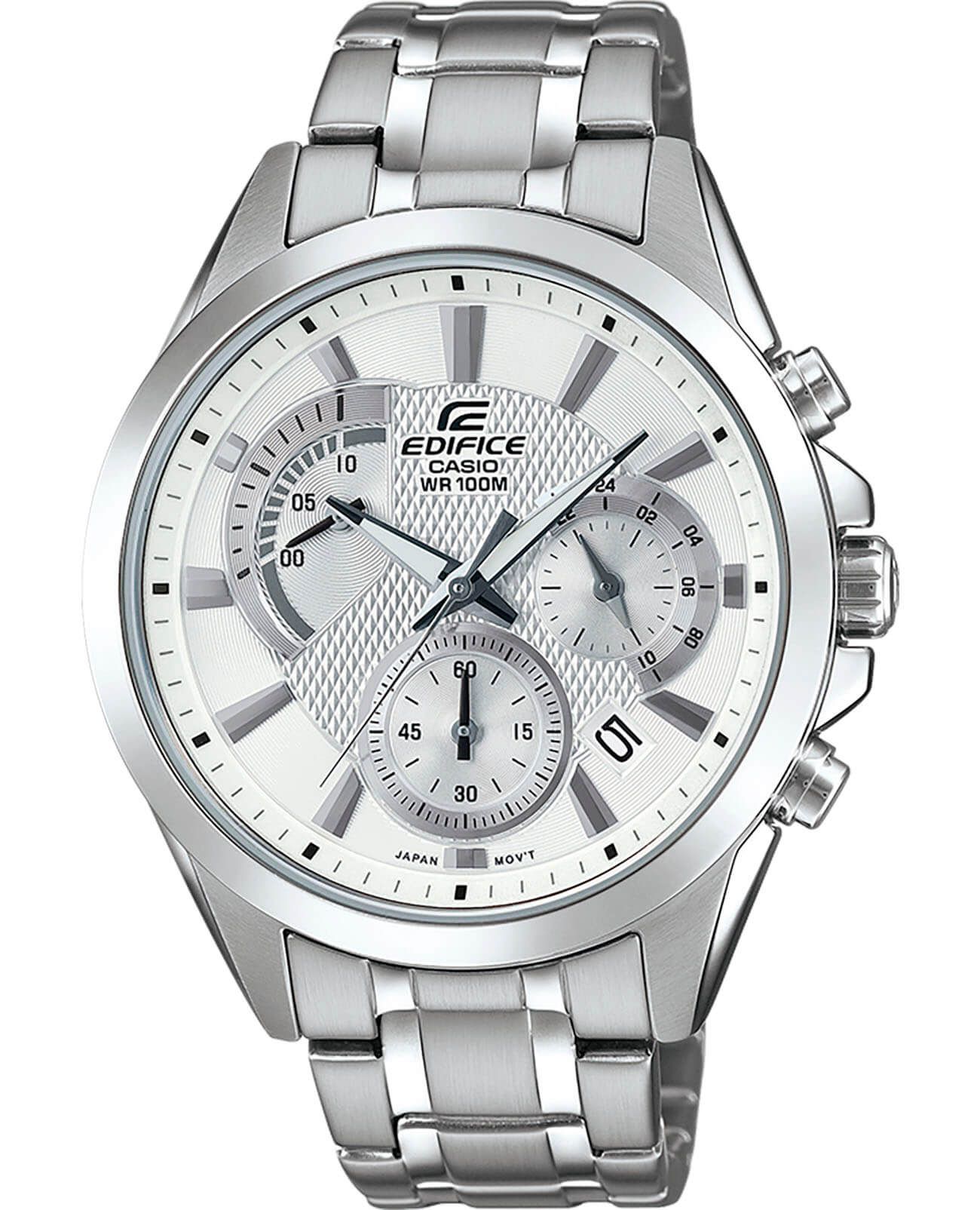 Casio Casio Edifice EFV-580D-7A EFV EFV-580D-7A кварцевые мужские часы белый циферблат, браслет нержавеющая сталь — вид спереди