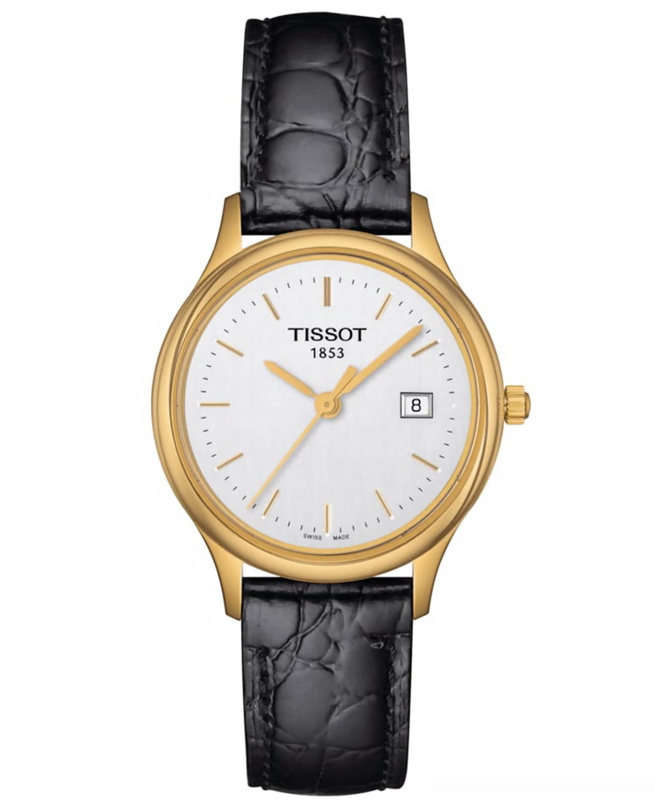 Tissot Tissot T-Gold Nordic Gold Lady T913.210.16.031.01  T9132101603101 кварцевые женские часы белый циферблат, браслет кожаный — вид спереди