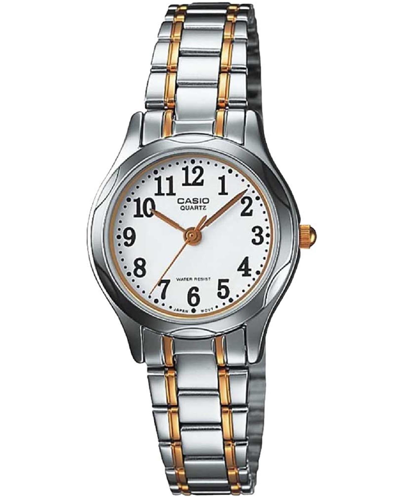 Casio Casio Collection LTP-1275SG-7B  LTP-1275SG-7B кварцевые женские часы белый циферблат, браслет нержавеющая сталь с ip-покрытием — вид спереди
