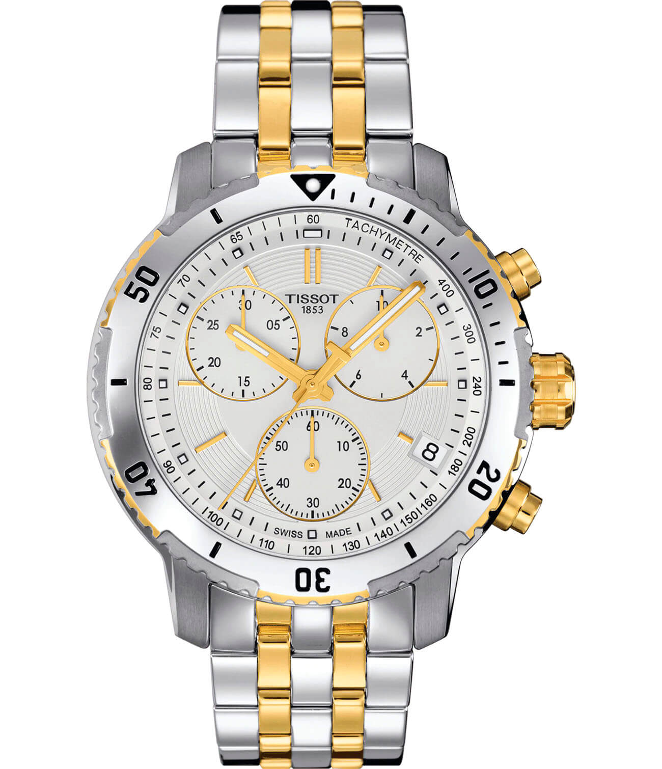 Tissot Tissot PRS 200 T067.417.22.031.01 PRS 200 T0674172203101 кварцевые мужские часы белый циферблат, браслет сталь c pvd покрытием — вид спереди