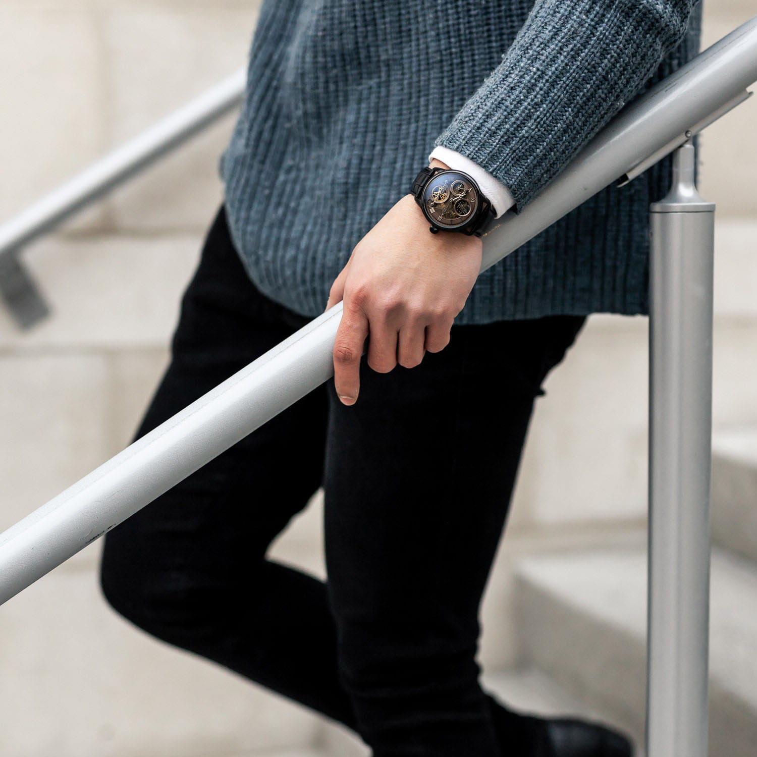 Earnshaw Earnshaw Longitude ES-8063-03 мужские часы черный циферблат на запястье