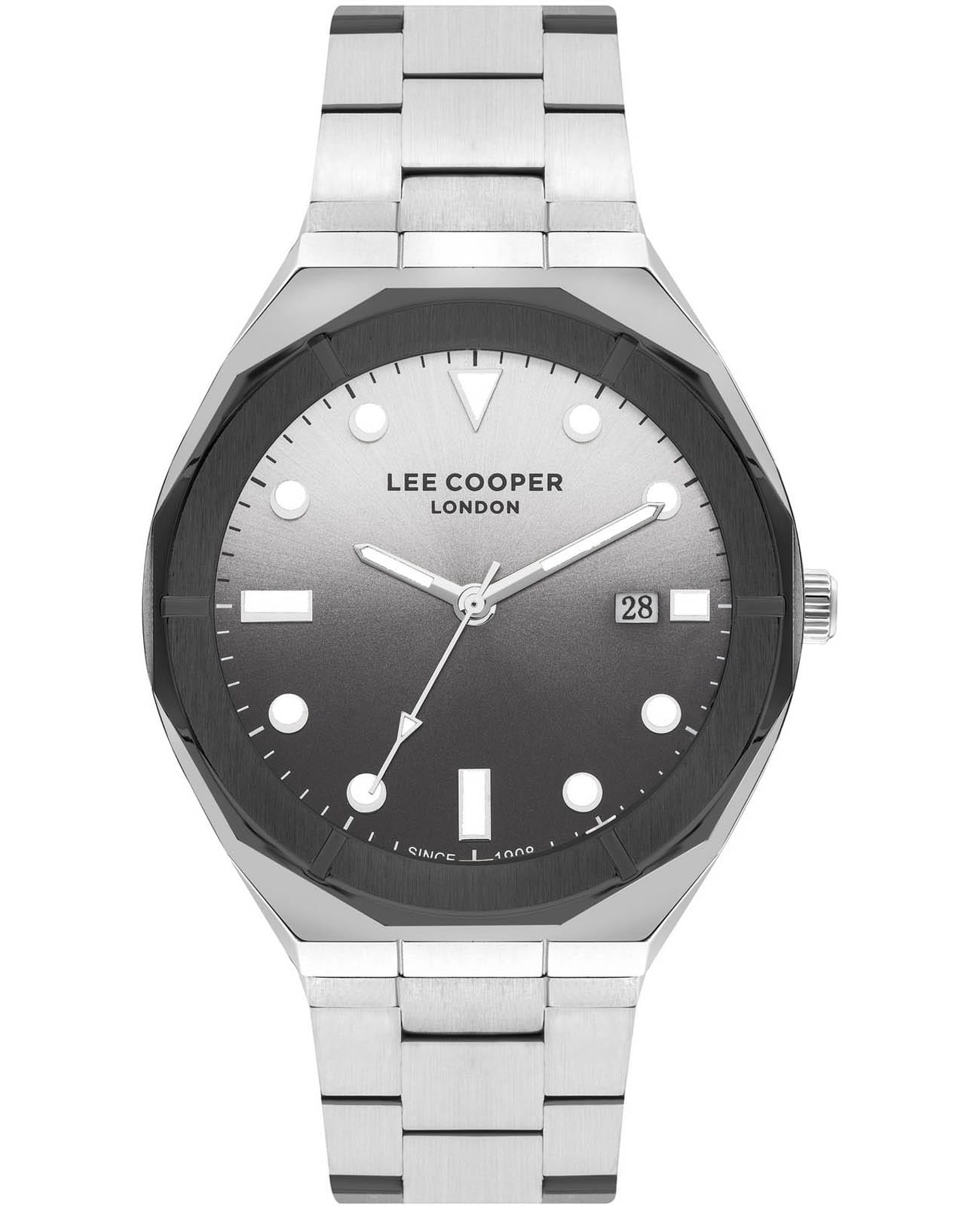 Lee Cooper Lee Cooper LC07577.350  LC07577.350 кварцевые мужские часы серый циферблат, браслет нержавеющая сталь — вид спереди