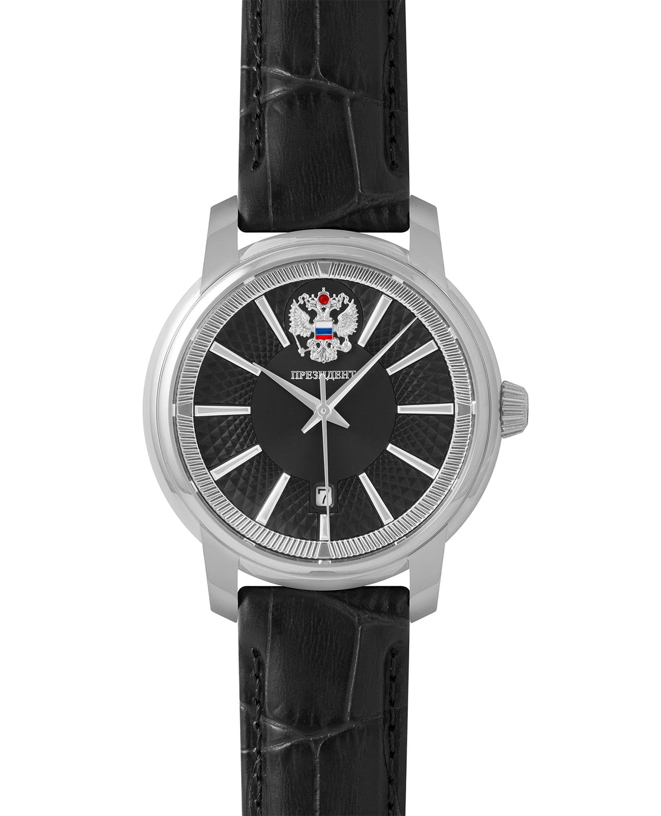 Президент Президент 4960002  4960002 механические женские часы черный циферблат, браслет кожаный — вид спереди