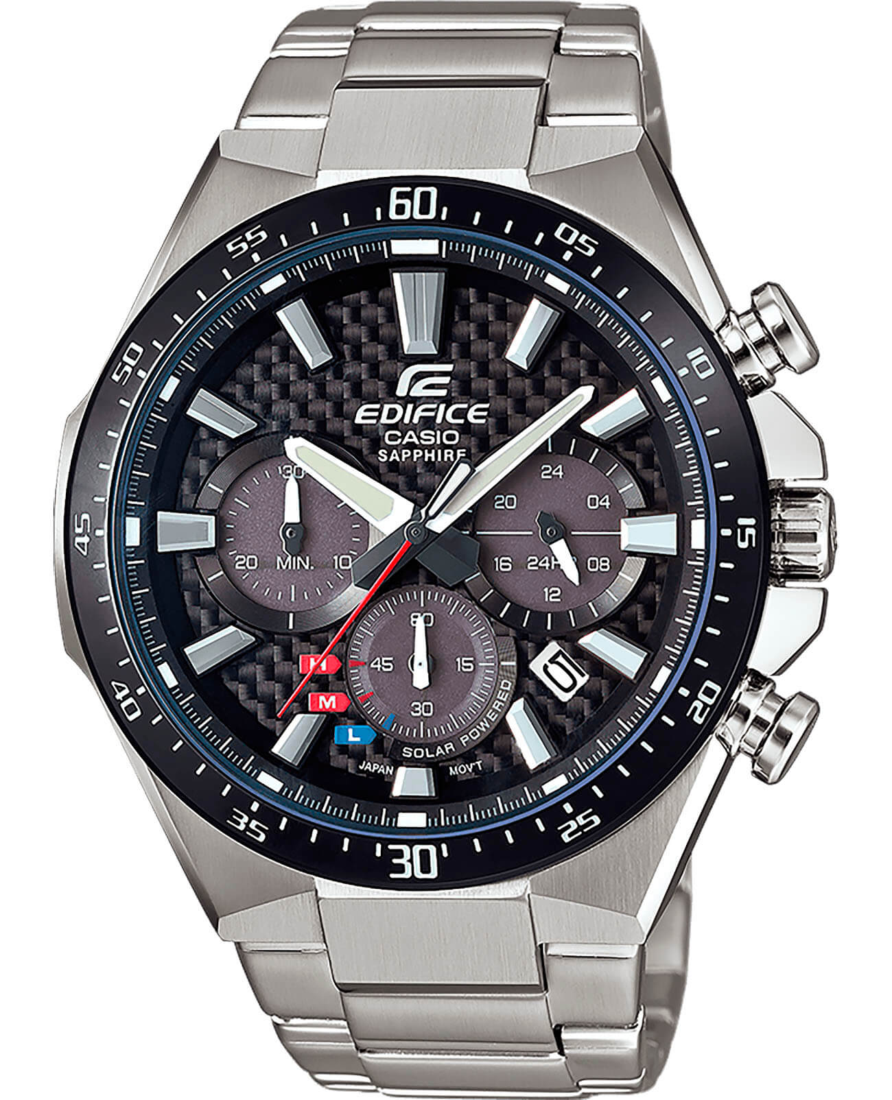 Casio Casio Edifice EFS-S520CDB-1A EFS EFS-S520CDB-1A автокварц (кинетик) мужские часы черный циферблат, браслет нержавеющая сталь — вид спереди