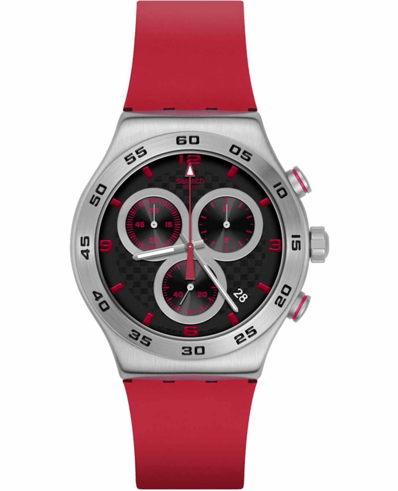 Swatch Swatch I New Chrono YVS524  YVS524 кварцевые женские часы черный циферблат, браслет резина — вид спереди