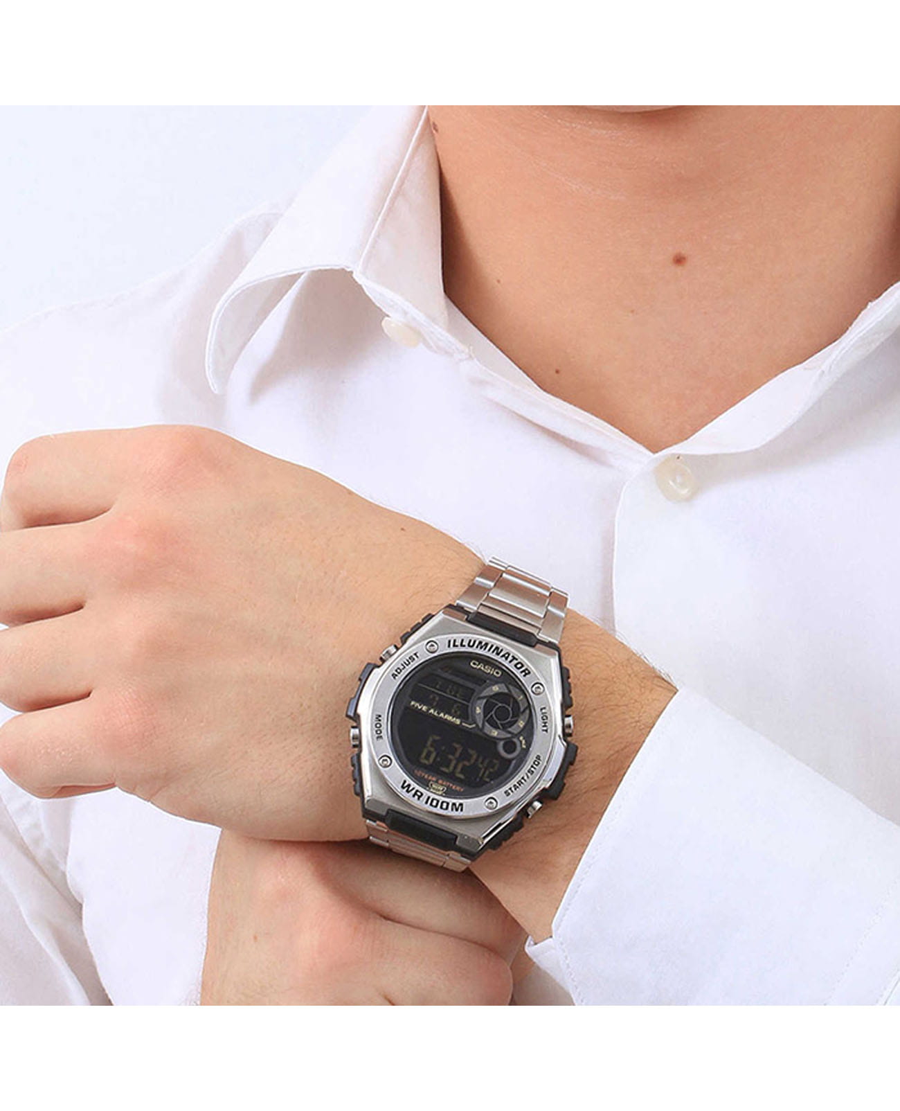 Casio Casio Collection Standard Digital MWD-100HD-1BVEF кварцевые мужские часы часы крупный план  циферблата