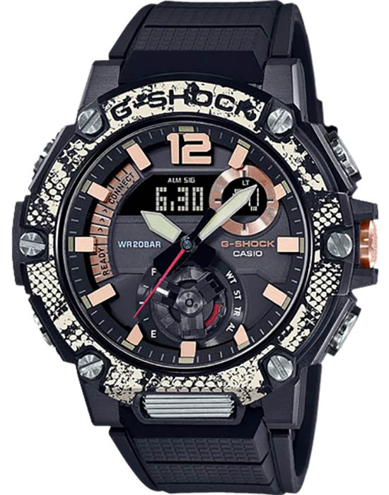 Casio Casio G-Shock GST-B300WLP-1A GST G-Steel GST-B300WLP-1A электронные мужские часы черный циферблат, браслет пластик — вид спереди