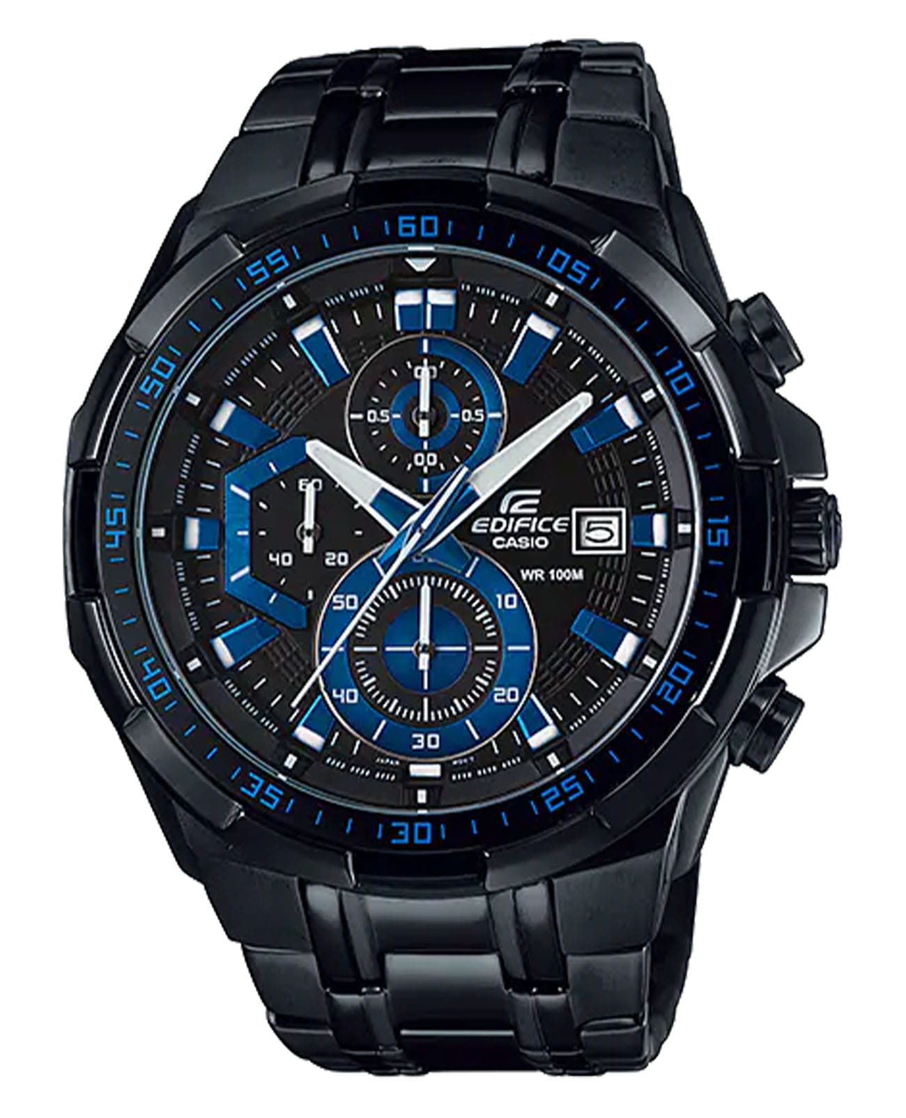 Casio Casio Edifice EFR-539BK-1A2 EFR EFR-539BK-1A2 кварцевые мужские часы  циферблат, браслет сталь с ip покрытием — вид спереди