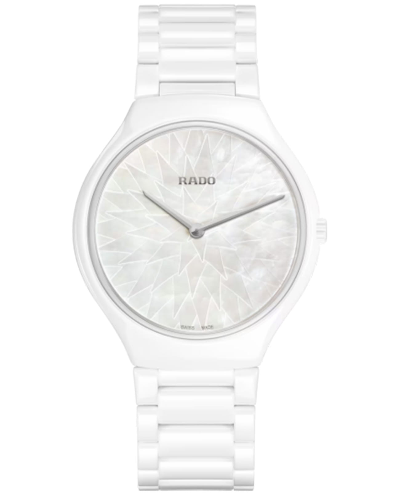 Rado Rado True Thinline x Great Gardens of the World Chapter R27118902 Automatic R27118902 механические мужские часы перламутровый циферблат, браслет высокотехнологичная плазменная керамика — вид спереди