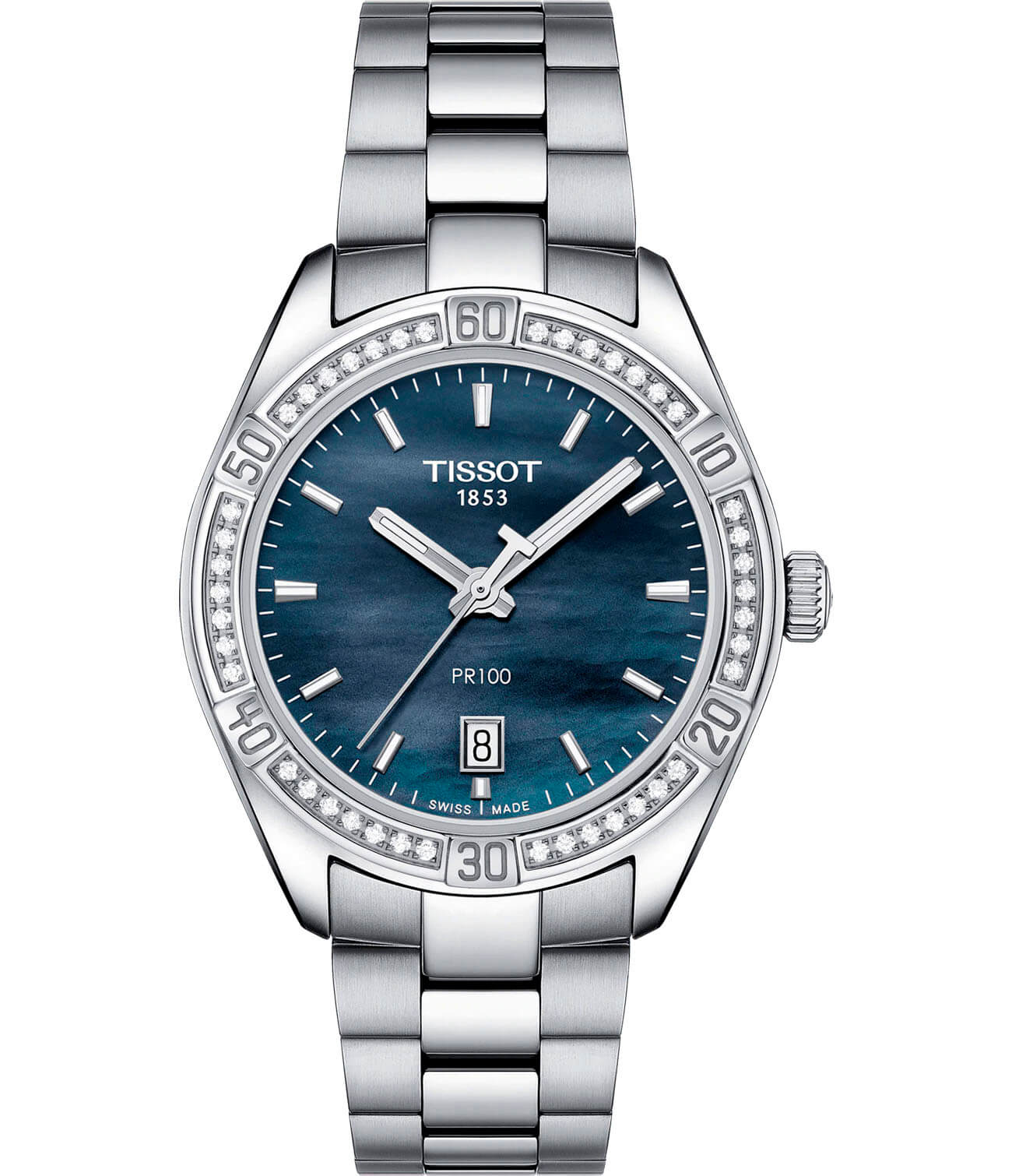 Tissot Tissot PR 100 Lady Sport Chic Special Edition T101.910.61.121.00 PR 100 Sport Chic T1019106112100 кварцевые женские часы перламутровый циферблат, браслет нержавеющая сталь — вид спереди