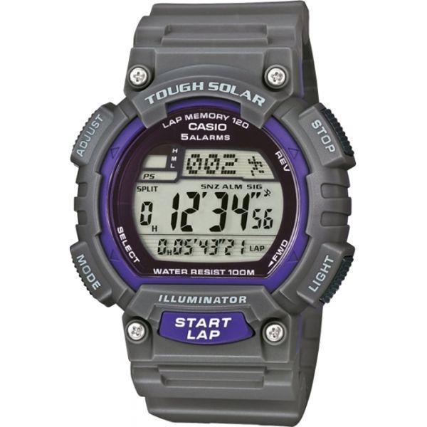 Casio Casio Illuminator STL-S100H-8A  STL-S100H-8A кварцевые мужские часы серый циферблат, браслет пластик — вид спереди