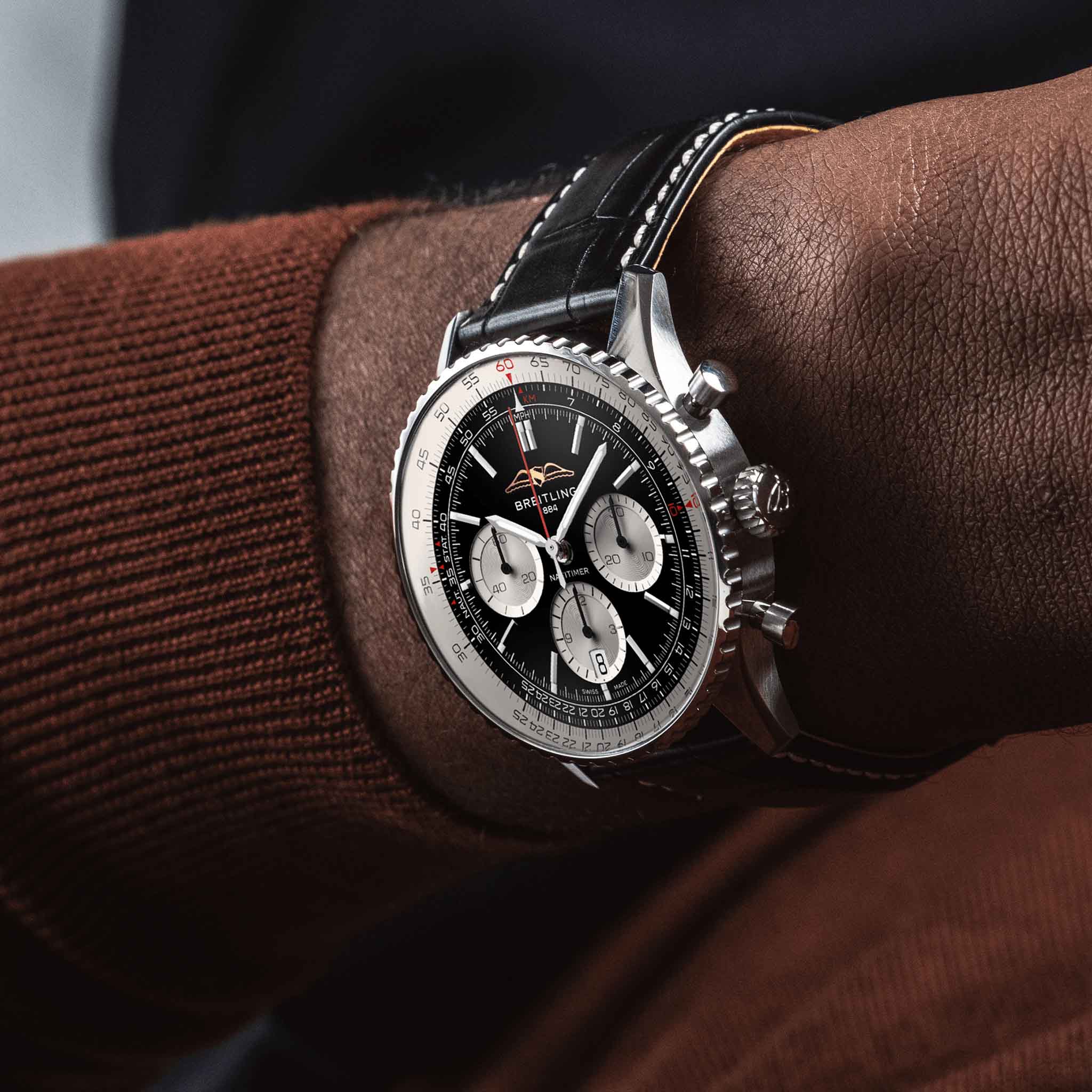 Оригинальные часы Breitling Breitling Navitimer B01 Chronograph 43 AB0138211B1P1 механические калибр механизма мануфактурный механизм breitling caliber b01 общий вид
