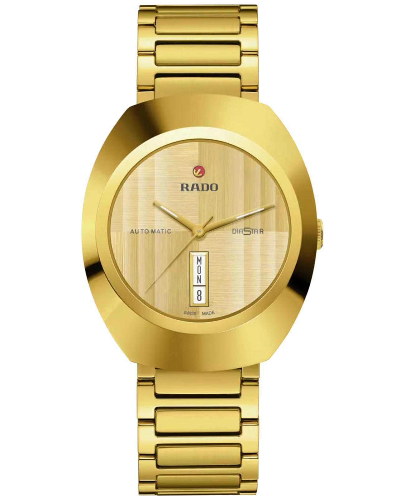 Rado Rado The Original Automatic R12161253 Automatic R12161253 механические мужские часы желтый циферблат, браслет нержавеющая сталь с pvd-покрытием — вид спереди