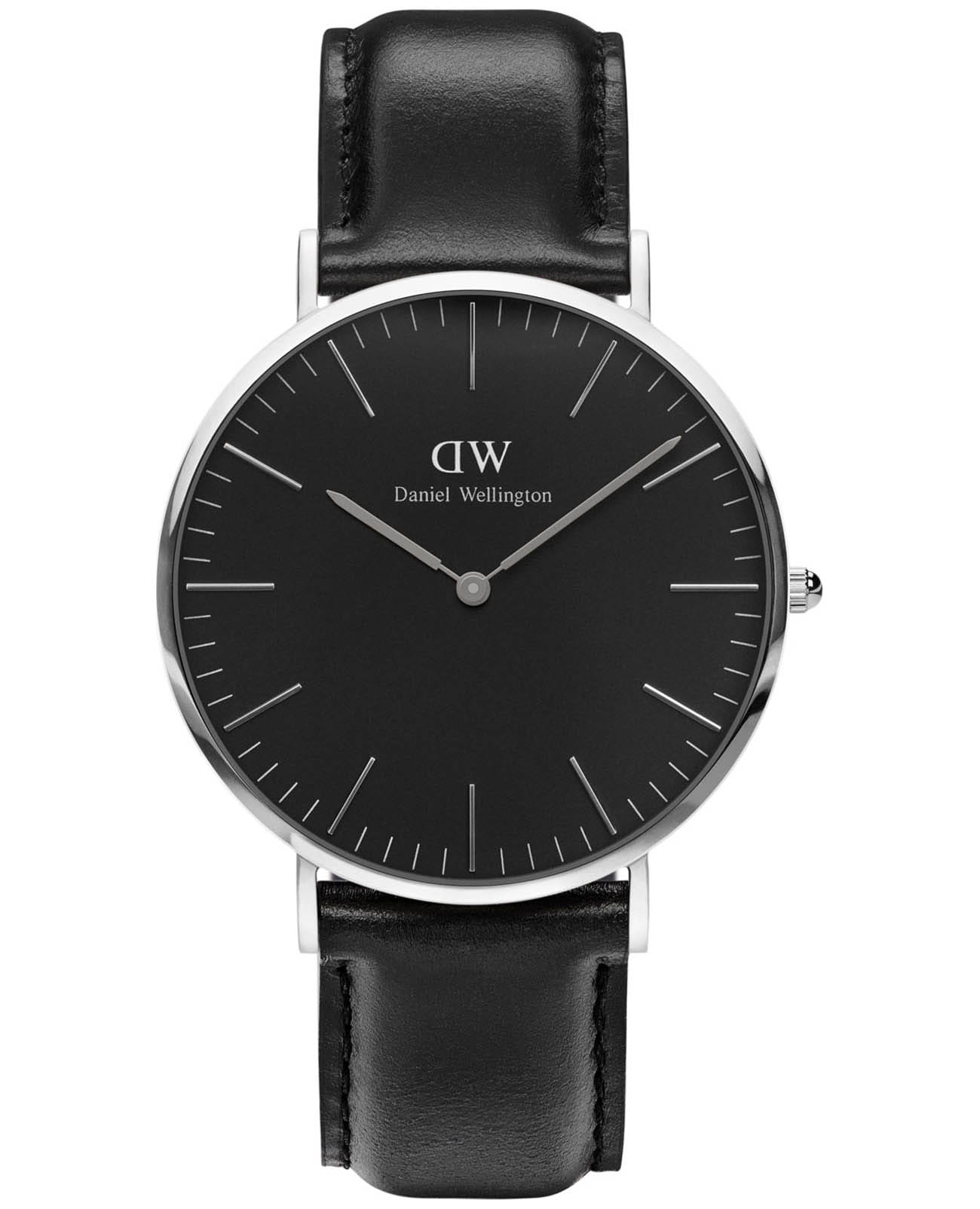 Daniel Wellington Daniel Wellington Classic Sheffeld DW00100133  DW00100133 кварцевые мужские часы черный циферблат, браслет кожаный — вид спереди